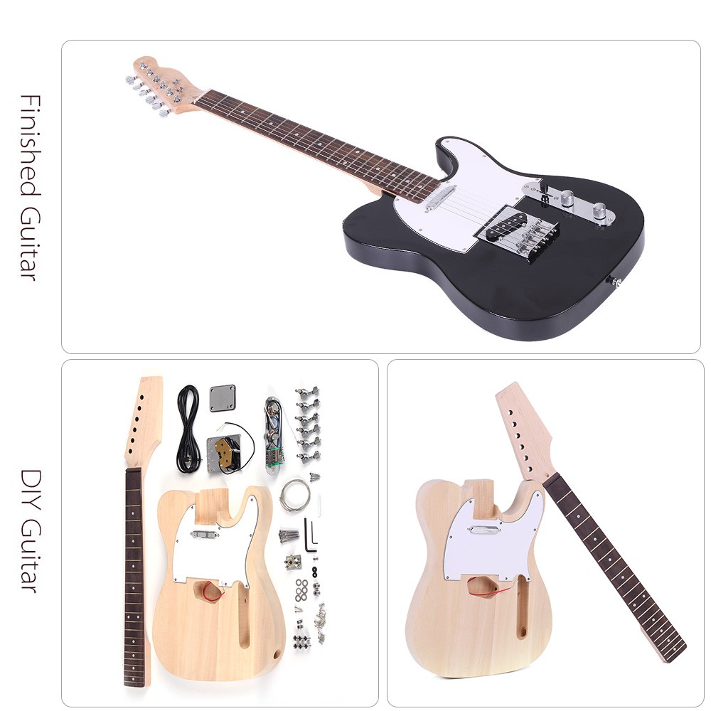 Tele Style Unfinished Diy Electric Guitar Kit Basswood Body Maple Neck Shopee Singapore