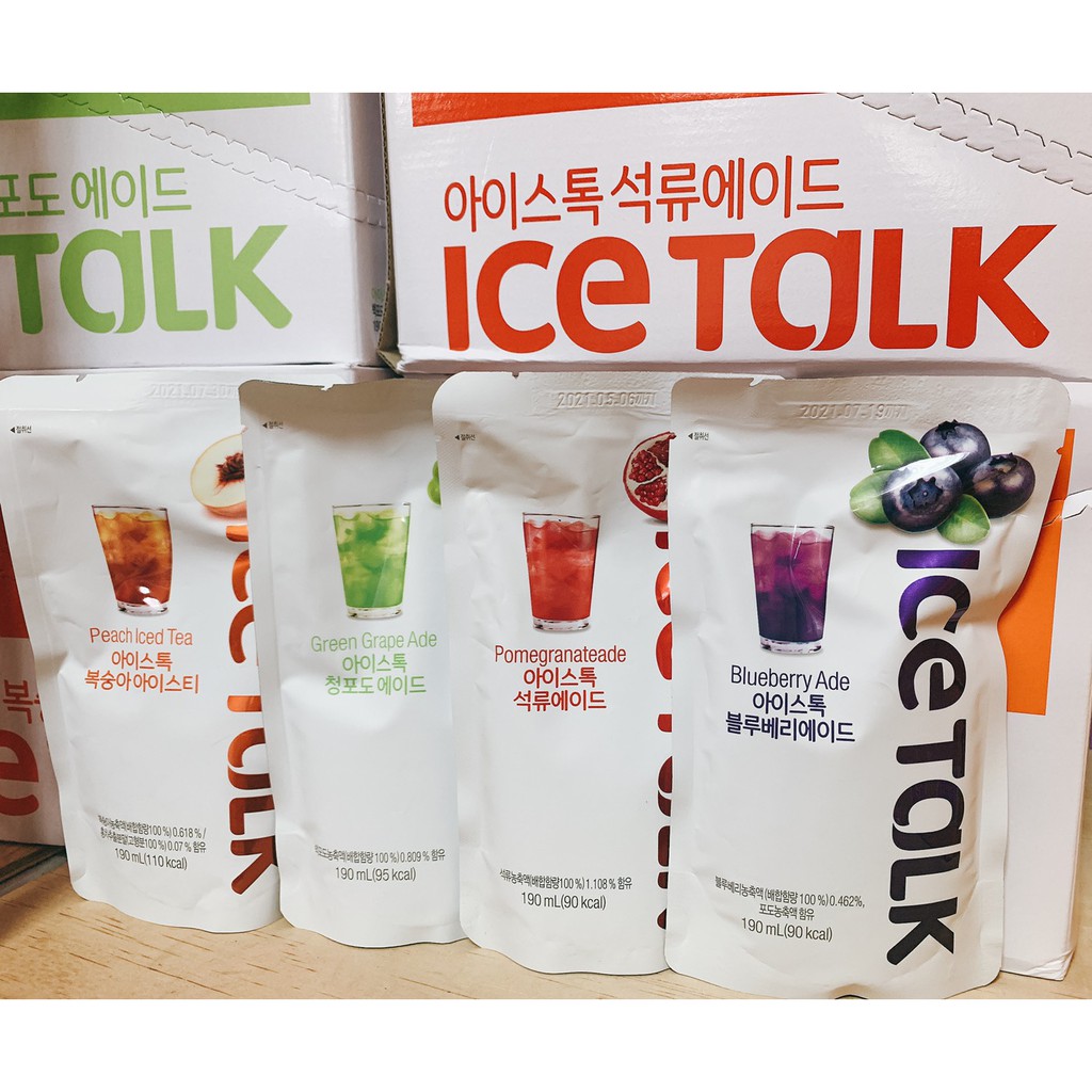 Korean Ice Talk Fruit Drink 190 ml Blueberry/pomegranate/peach/grape