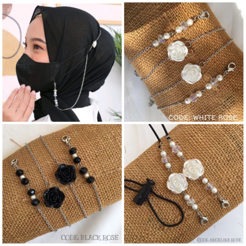 Strap Mask Rose Chain Hanger Necklace Strap Connector Hijab Mask 2 in 1