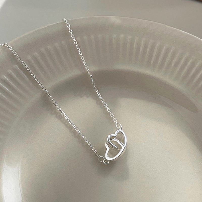 Fashion Double Heart Silver Plated Interlocking Petite Heart Bracelet For Women