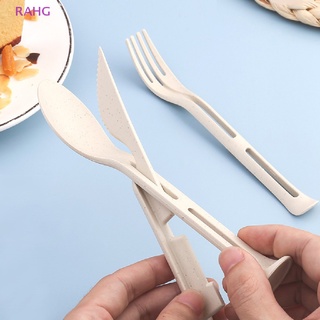 RAHG 3pcs Travel Portable Cutlery Set 3 In 1 Wheat Straw  Fork Spoon Dinnerware NEW #2