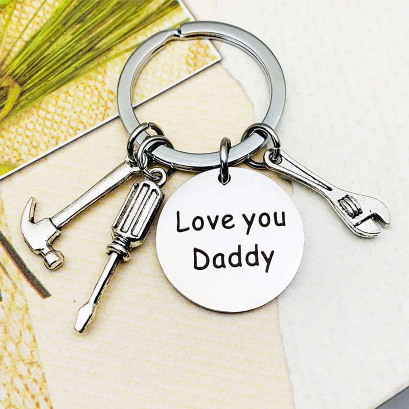 Dad Uncle Papa Grandpa Tools Keychain Family Key Chains Birthday Fathers Gift 