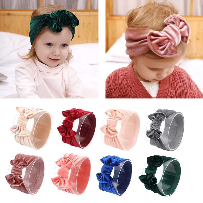 Wit Messy Hair Bow Girls Winter 2019 Kids Velvet Turban Headband