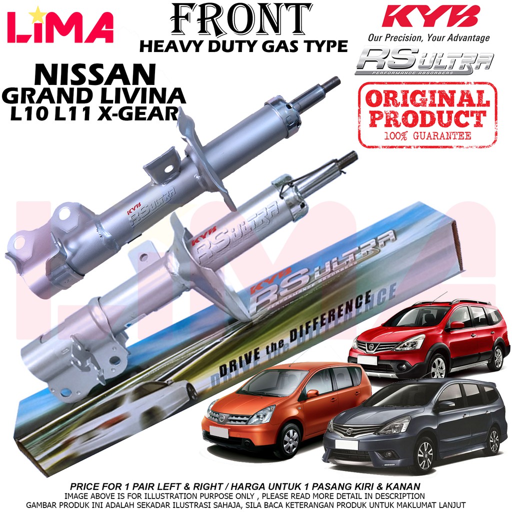 Nissan Grand Livina L10 L11 X Gear Front Shock Absorber Rs Ultra 1set Heavy Duty Kayaba Kyb Original Shopee Singapore