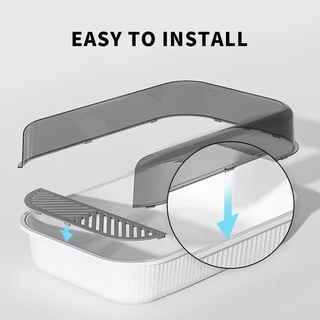 [SG SELLER] Cat Litter Box High Fence Anti- Splashing Cat Toilet Semi-Enclosed Kitten Litter Pan Cat Detachable Tray #7