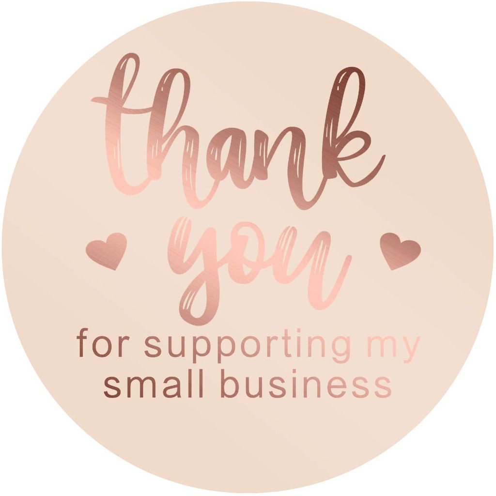 Pink Rose Gold Foil Thank You for Supporting My Small Business Stickers ...