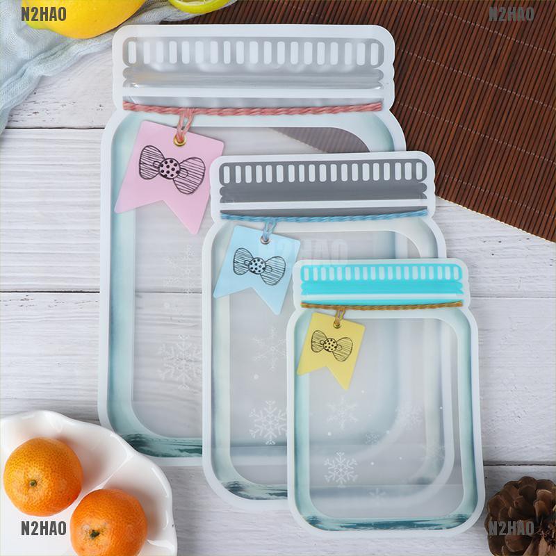 N2HAO 10Pcs Mason Jar Zipper Bags Food Storage Snack Ziplock Bag Reusable Leakproof Shopee