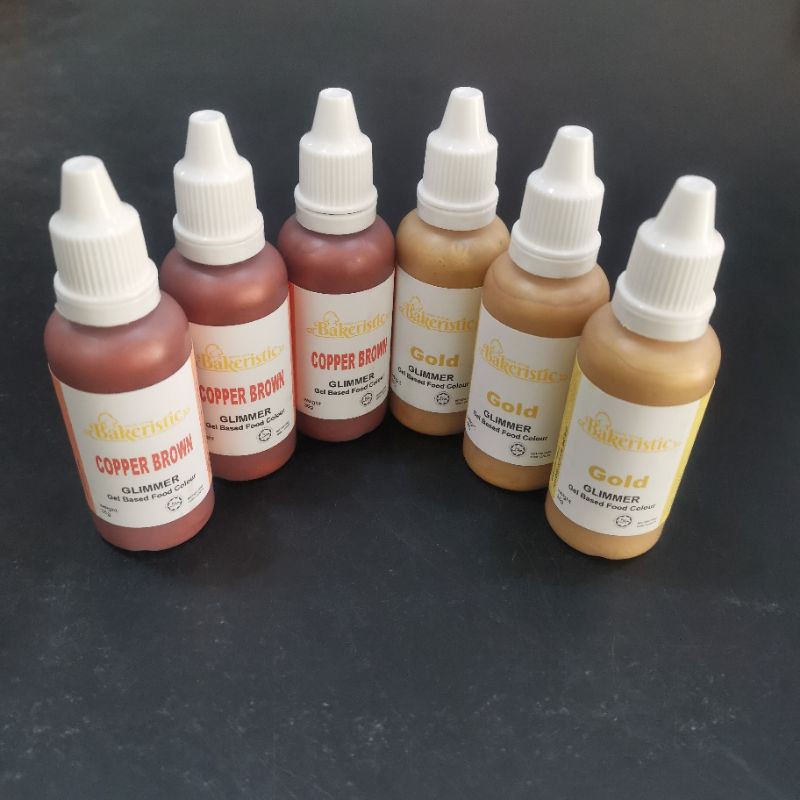 Food Colouring GLIMMER Gel Based Gold Copper Brown 35g Shopee Singapore