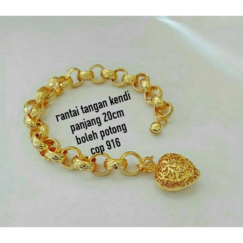 Gelang Tangan Kendi Love Emas Korea Cop 916 Emas Korea Copy Ori Bracelet Gold Plate By Iman Jewellery Shopee Singapore