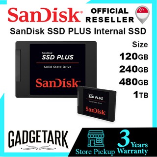 SanDisk SSD PLUS Internal Solid Sate Drive 120GB 240GB 480GB 1TB 2TB - SATA III 6 Gb/s, 2.5”/7mm, SDSSDA