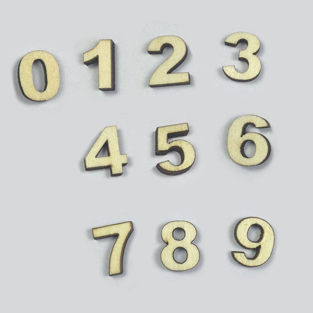 100 Pcs Small Wooden Numbers 0 to 9 Number for DIY Wood Decoration Crafts