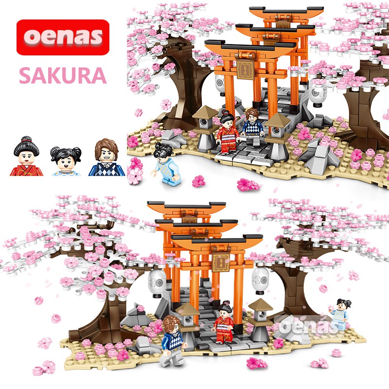 City Creator Japanese Fushimi Inari Shrine Sakura Street Building Blocks Kid Toy 