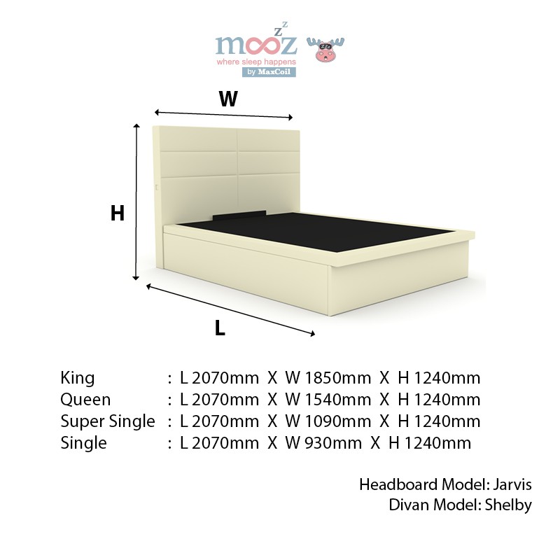 Moozzz Shelby Bed Frame With Storage, What Is The Width Of A Queen Size Bed Headboard