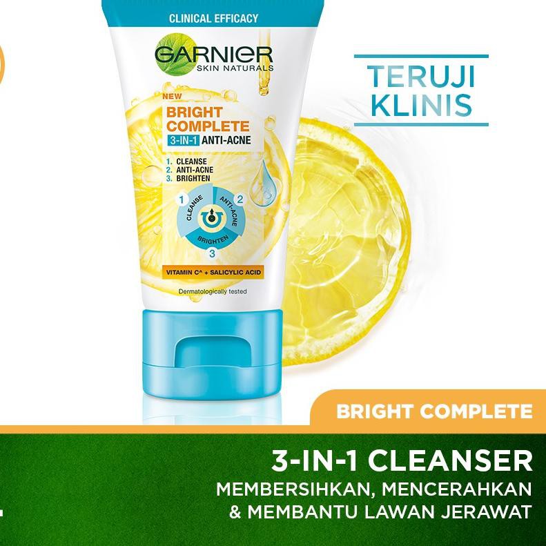 Garnier Bright Complete 3in1 Anti Acne Facial Wash Skin Care 90 ml