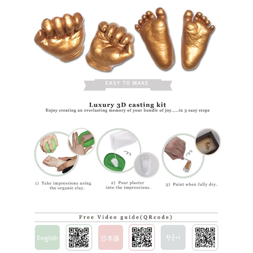 MomsPresent Baby Hands and Feet 3D Casting Print DIY Kit-Clay Silver 