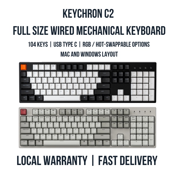 Keychron C2 104 Keys Full Sized Wired Mechanical Keyboard | Shopee ...