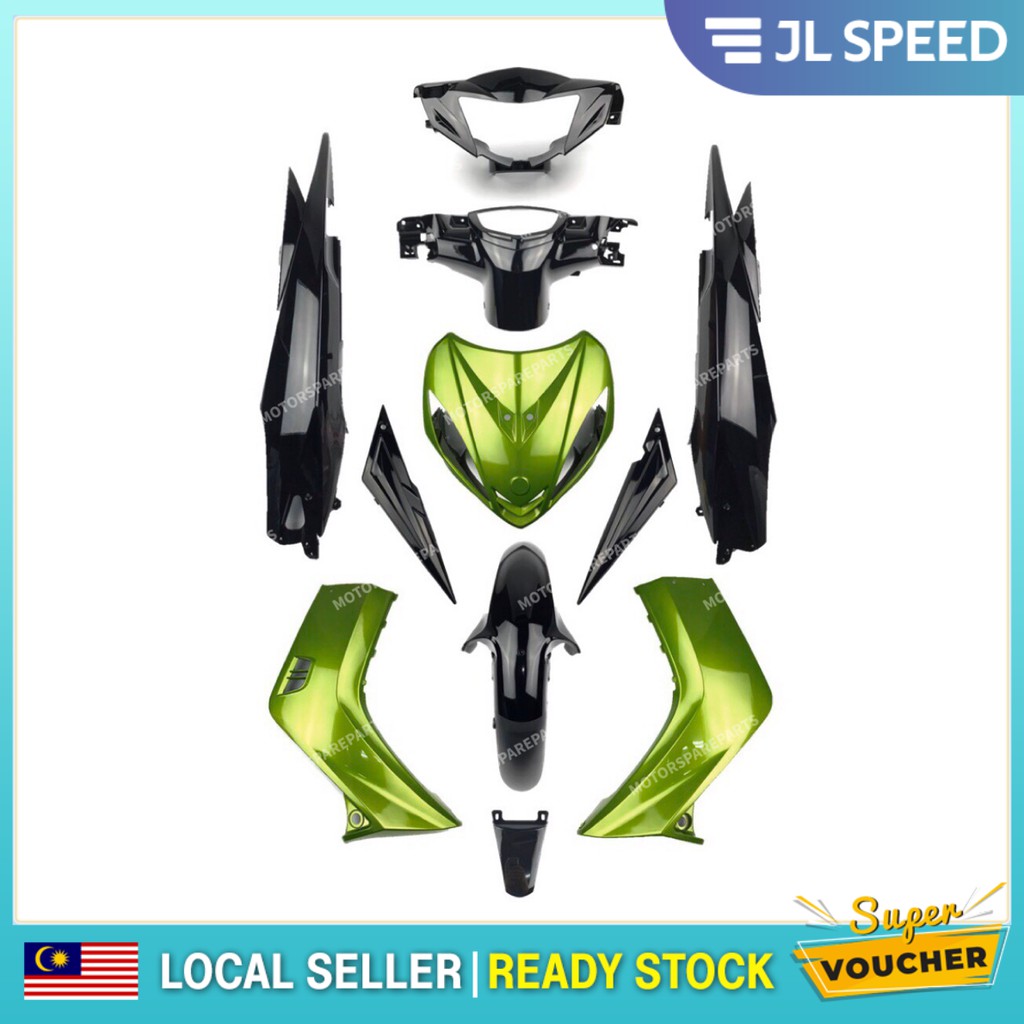 Malaysia Ready Stock Jl Speed Yamaha Lc135 135lc Lc V1 Lcv1 Cover Set Coverset Green Hijau Black Hitam Shopee Singapore