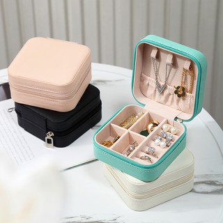 Image of Casegrace Portable Jewelry Box Mini Travel Jewellery Storage Case Velvet Rings Earrings Necklace Organizer Single Layer