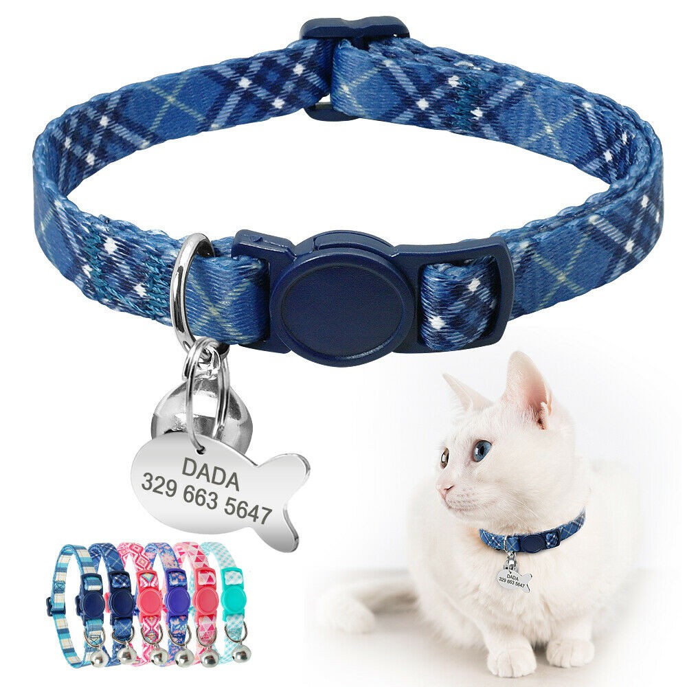 Cat Breakaway Collar with Name Tag Personalized Antilost & Quick