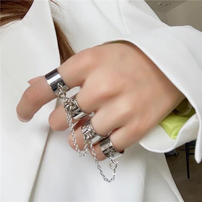 4 Chain Rings Punk Style Minimalist Smooth Chain Ring Shopee Singapore