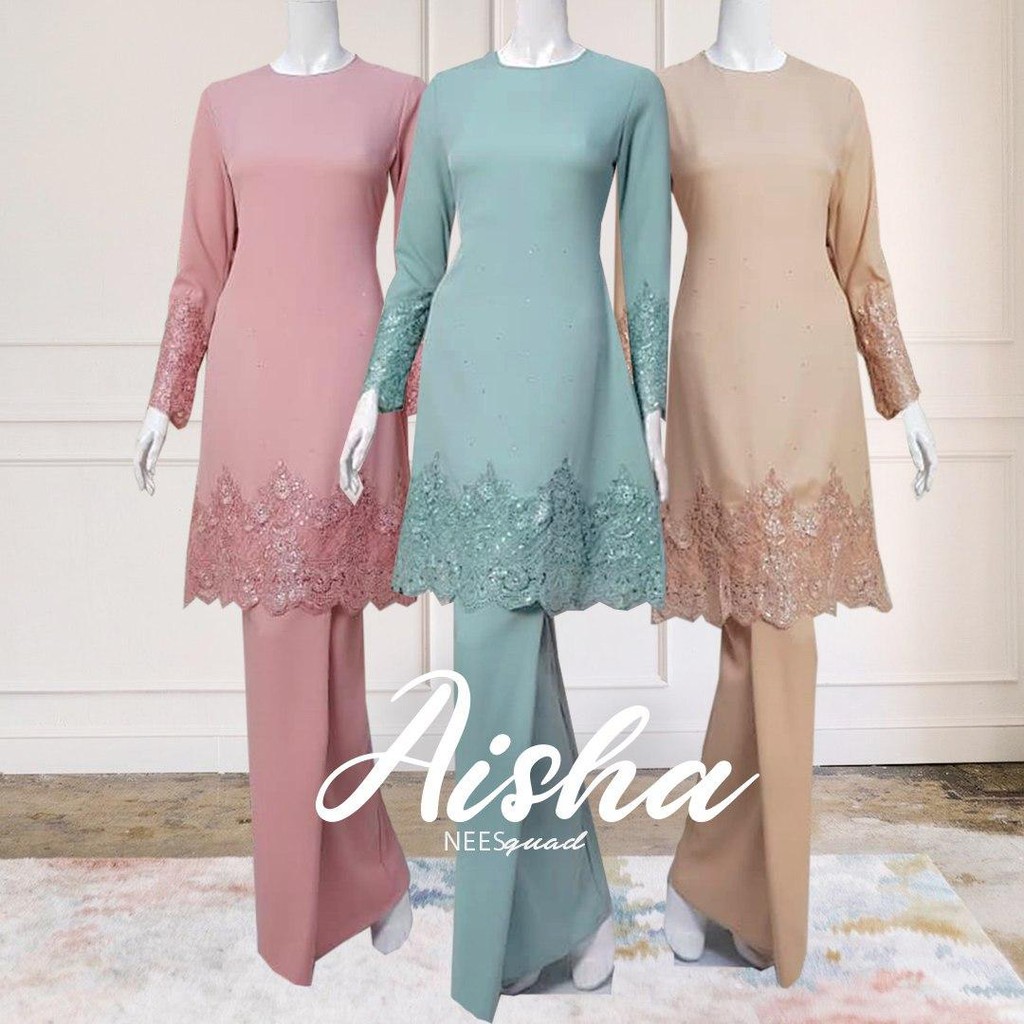 Aisha Baju Kurung Moden Baju Kurung Raya Nikah Tunang Shopee Singapore