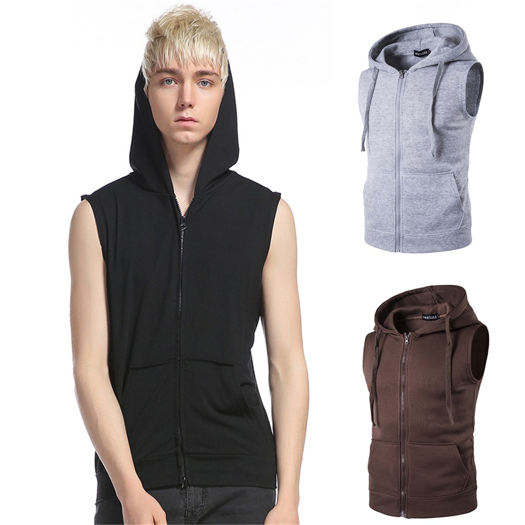 sleeveless long hoodie