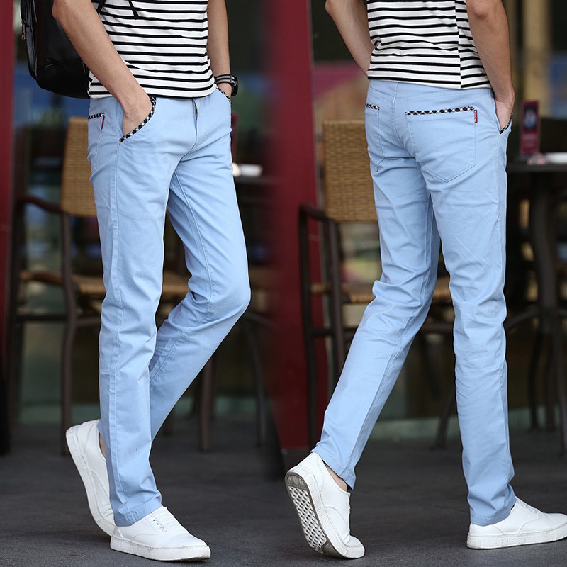 sky blue cotton jeans