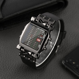 New Unisex Square Style Cool Colorful LED Digital Watch Binary Wrist Black