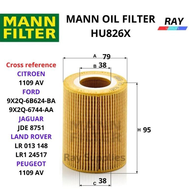 MANN OIL FILTER HU826X CITROEN C5 II C6 JAGUAR FPace(X761)XF(X250)XF