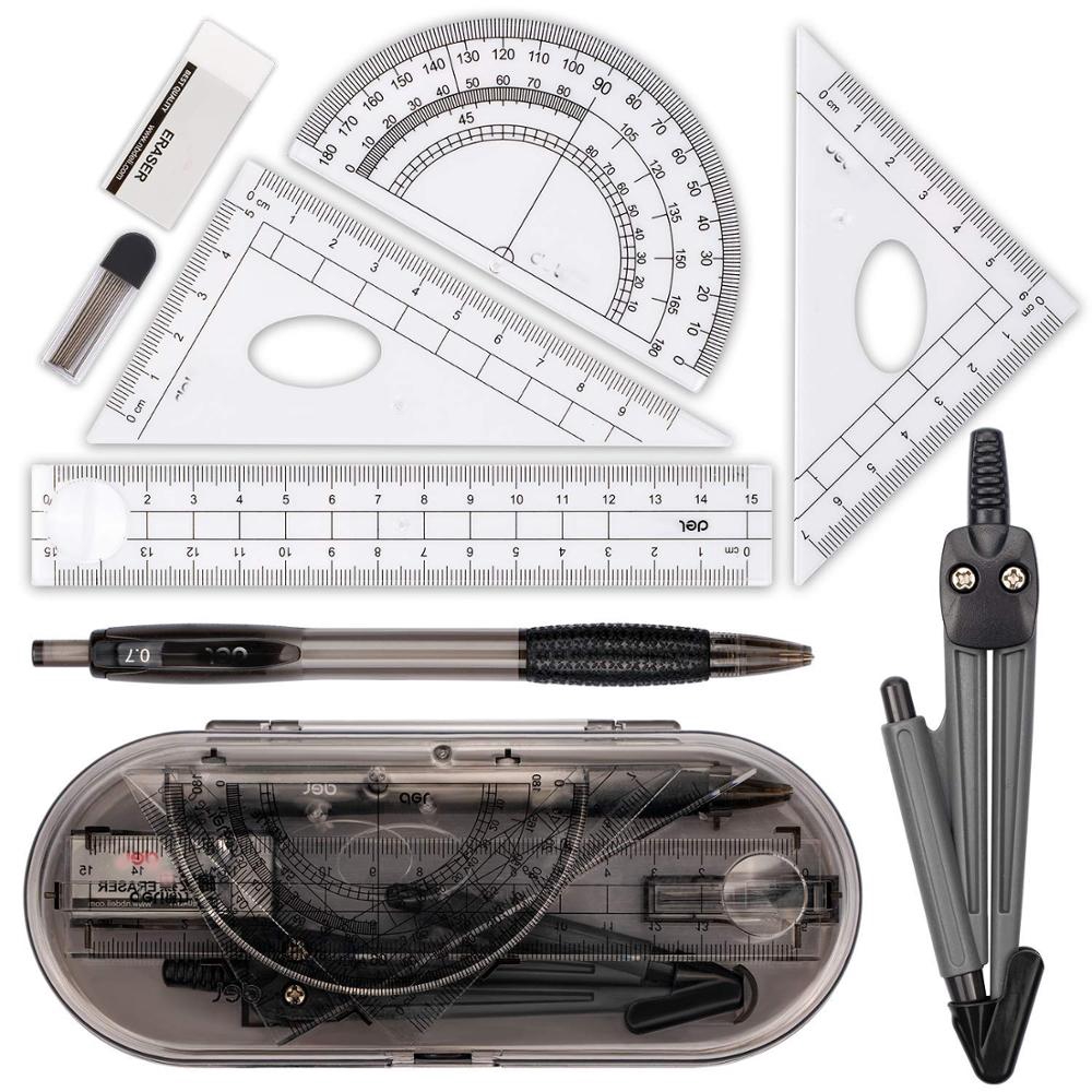 lunes asesino diente Math Geometry Kit Set 8PCS Student Supplies With Shatterproof Box For  Engineering Drawing Compass Protractor Ruler | Shopee Singapore
