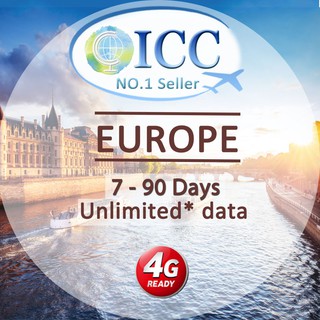 [ICC] Europe & UK(EU-D) 7-90 Days Unlimited Data SIM (Balkans, Russia Included*)
