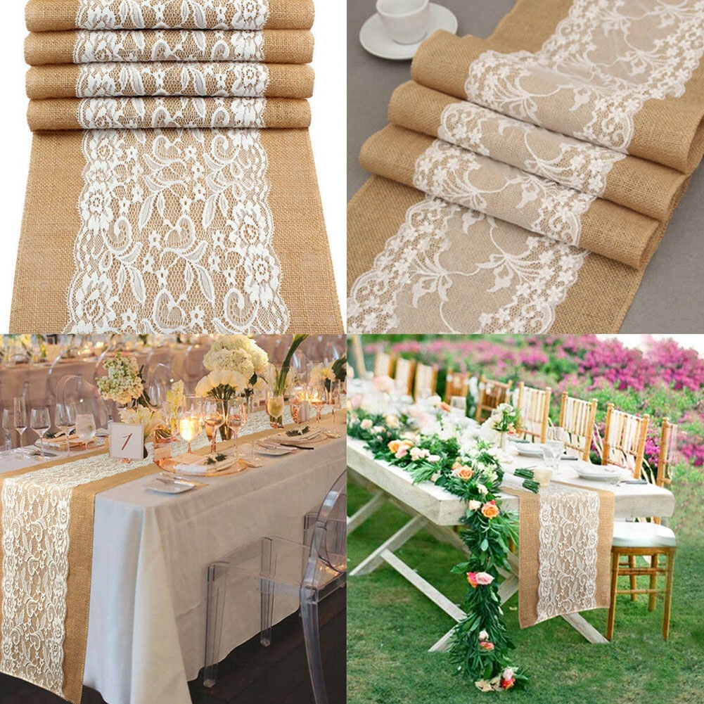 Birthday Party Restaurant Rustic Vintage Wedding Decoration Home Gadget Christmas Banquet Lace Burlap Table Runner Shopee Singapore