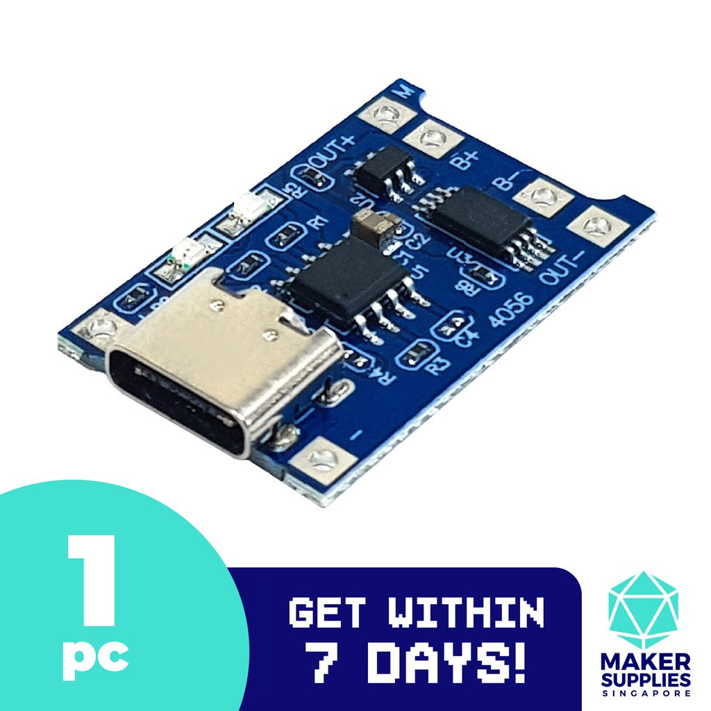 TP4056 1A Lithium Battery Charging Module with Output Protection (USB C