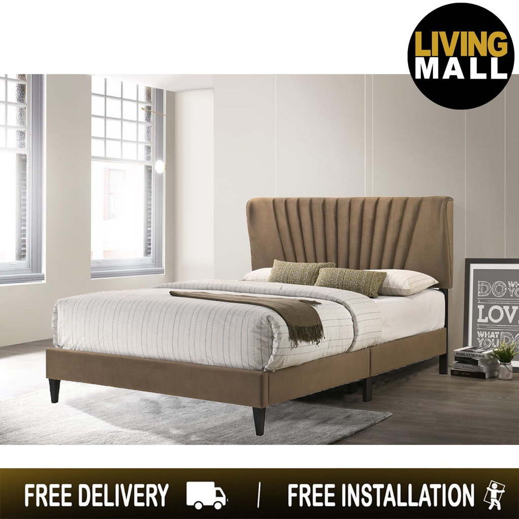 Living Mall Adana Upholstered Queen Platform Bed Frame with a Vertical