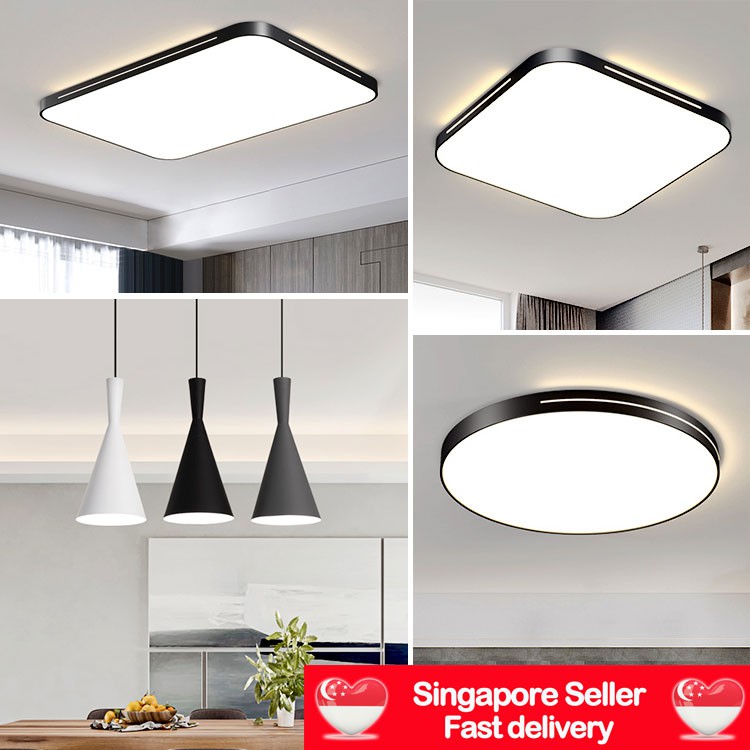 Slim Round Square Rectangle Led Ceiling Light Minimalist Modern Stylish Design Chandelier Lights Singapore