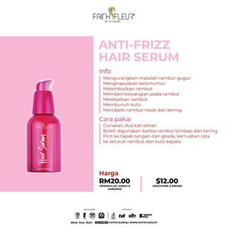 Faith Fleur Hair Serum Anti Frizz Water Base Not Greasy Sticky Treatment Split Ends Shopee Singapore