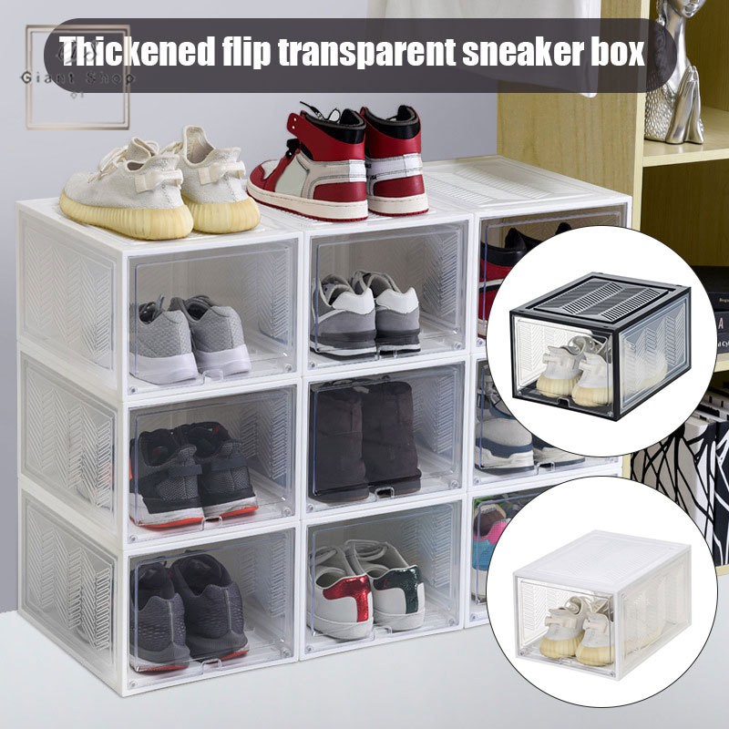 Big Size Shoe Box Shoe Storage Organizers Stackable Clear Shoe Storage Box Rack Clear Drawer Shopee Singapore