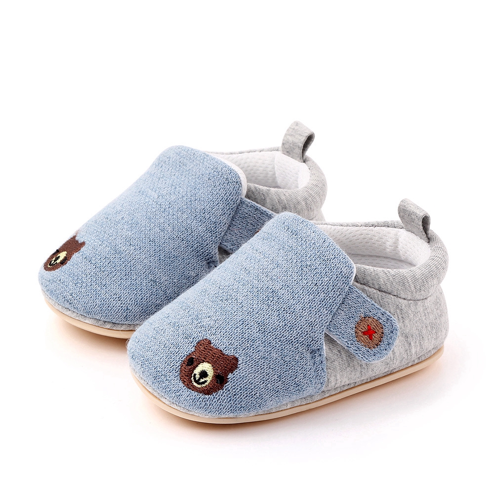 3 Colors Newborn Baby Shoes Cute Bear Pink Princess Soft Sole Shoe Breathable Infant Toddler Shoes Blue
