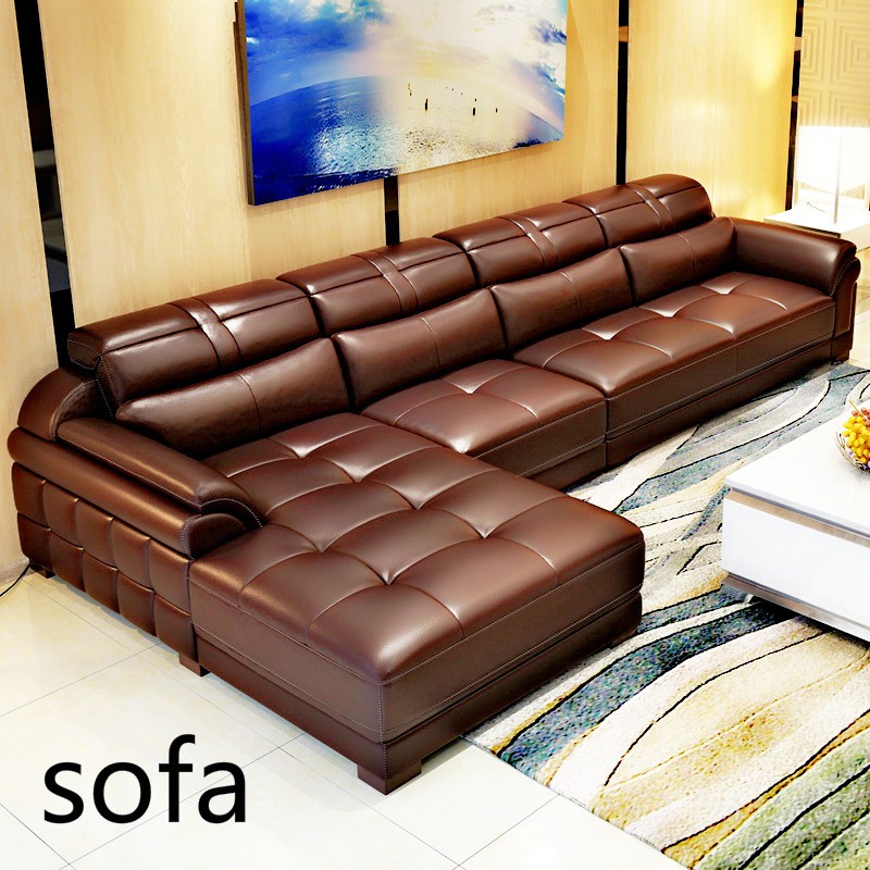 Leather Sofa Combination Head Layer Cowhide Modern Simple Living