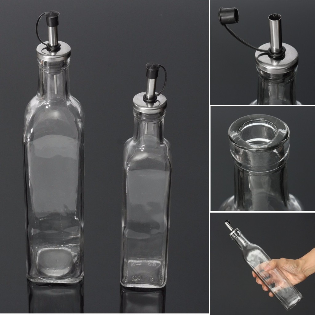 Oz Glass Olive Oil Dispenser Vinegar Bottle Pourer Spout Cruet