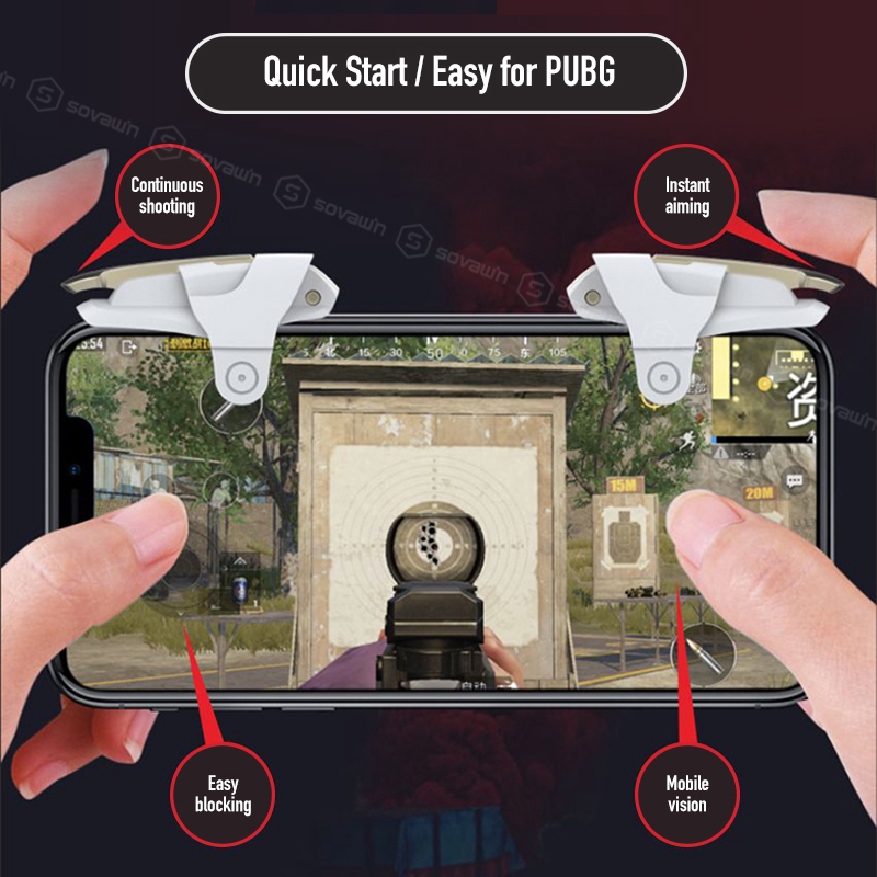ã€ready stockã€‘1Pair Metal PUBG Gamepad Gaming Trigger Fires Button Aim Key  L1R1 Controller Joystick for iOS Android - 