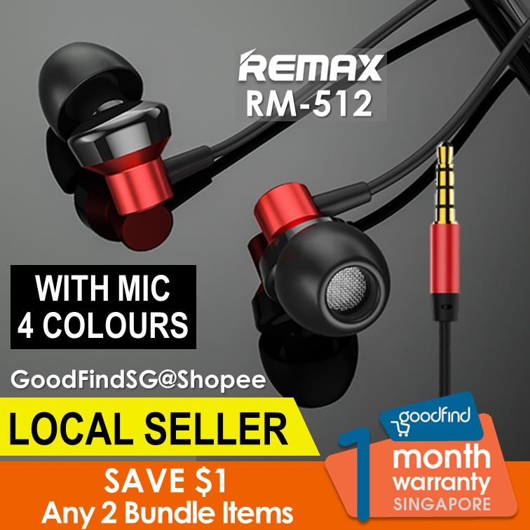 LOCAL SELLER REMAX Earphone With Mic RM 512 Earpiece Wired Zoom