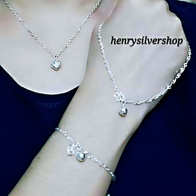Shop Malaysia Original Silver 925 Combo Set 4 In 1 Necklace Pendant Anklet Bracelet Gelang Tangan Gelang Kaki Rantai Loket Dewasa Shopee Singapore