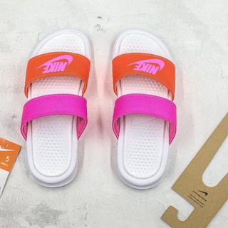 nike double strap slides white