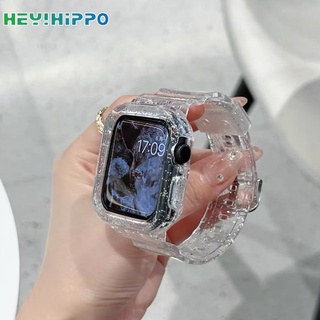 Glitter Transparent Glacier Strap for Smart Watch Series 7/6/SE/5/4 Strap Protective Case Integrated Strap for iwatch 45/44/42/41/40/38mm