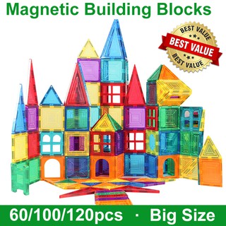 60/100/120pcs 3D Window Magnetic Building Blocks Extra Powerful Strong Magnet Tiles Toy Set