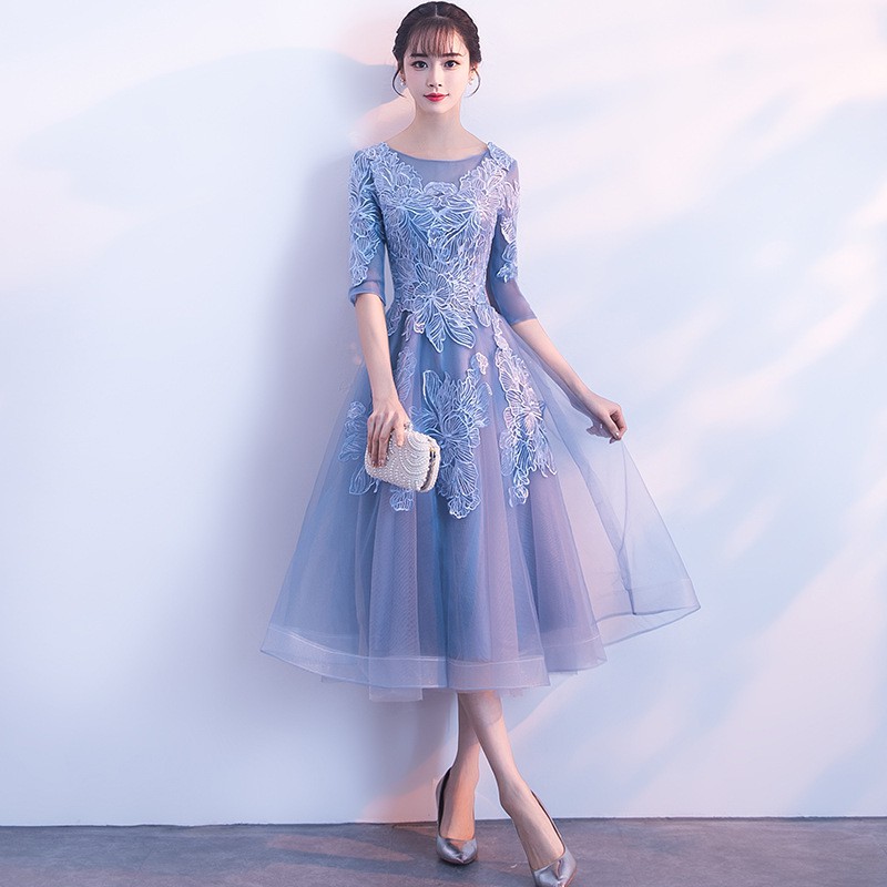 mid length evening dresses with sleeves