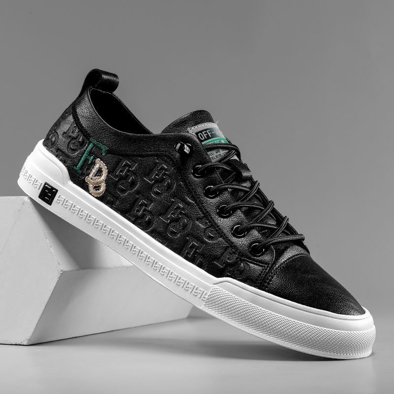 Italian Armani Genuine Men's Shoes Leather Breathable Sneakers Korean Version Versatile Student Casual Whi