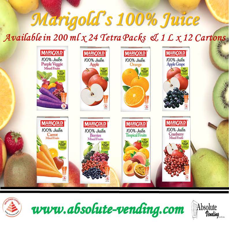 MARIGOLD 100 Juice 200ML X 24 (TETRA) FREE DELIVERY WITHIN 3 WORKING