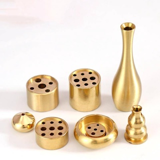 Brass porous incense stick and base nine-hole copper gourd incense holder Japanese creative copper incense support
